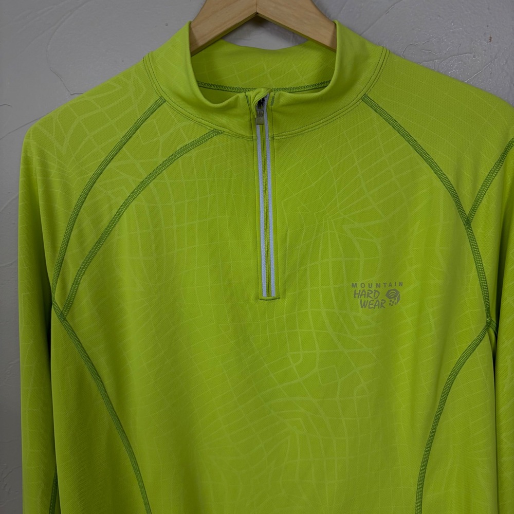 Mountain Hardwear Quarter Zip Pullover Womens XL Lime Green Performance Hiking - Picture 6 of 13